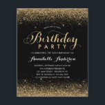 Budgeten Svarta Guld Glitter Gnistra i alla åldrar<br><div class="desc">Modern Glam Black Glitter Gnistra Elegant Guld Script Calligraphy any age Birthday-inbjudan</div>