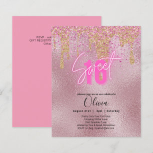 Budgeten Sverige 16 Rosa Glitter Foil Girly Modern
