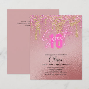 Budgeten Sverige 16 Rosa Glitter Foil Girly Modern