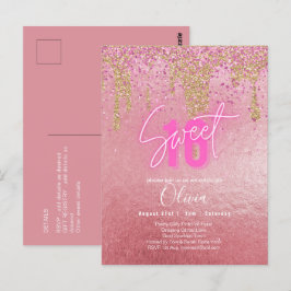 Budgeten Sverige 16 Rosa Glitter Foil Girly Modern Vykort