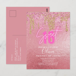 Budgeten Sverige 16 Rosa Glitter Foil Girly Modern Vykort