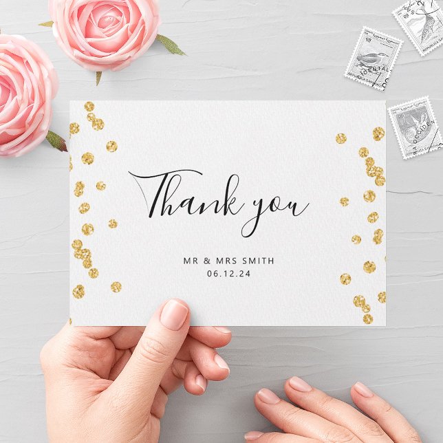 BUDGETEN Tack Infoga Guld Glitter Anteckningskort (BUDGET Thank You Insert Gold Glitter Note Card)
