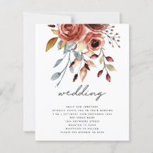 BUDGETEN Terracotta Blommigts QR Code Bröllbjudan