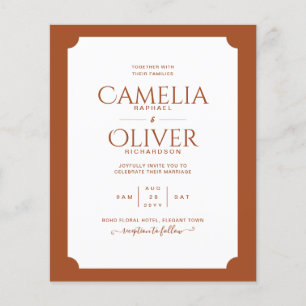 BUDGETEN Terracotta MONOCHROME Bröllop PAPPER Flygblad
