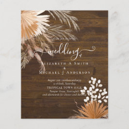 BUDGETEN Terracotta Pampas Grass Tropical Bröllop Flygblad