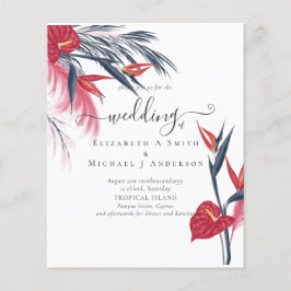 BUDGETEN Tropiskt Pampas Grass Navy Berry Bröllop Flygblad