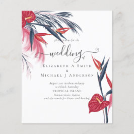 BUDGETEN Tropiskt Pampas Grass Navy Berry Bröllop Flygblad