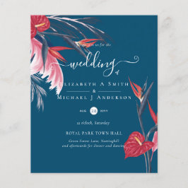 BUDGETEN Tropiskt Pampas Grass Navy Berry Bröllop Flygblad