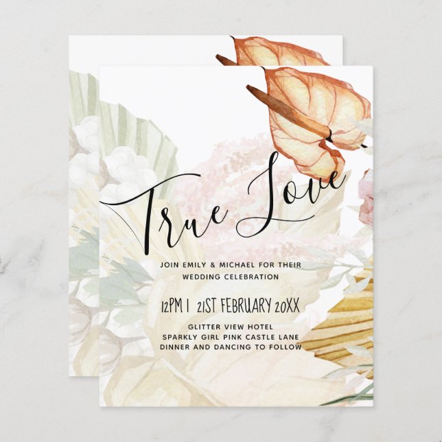 BUDGETEN Tropiskt Pampas Grass Terracotta Bröllop (Fram/baksida)