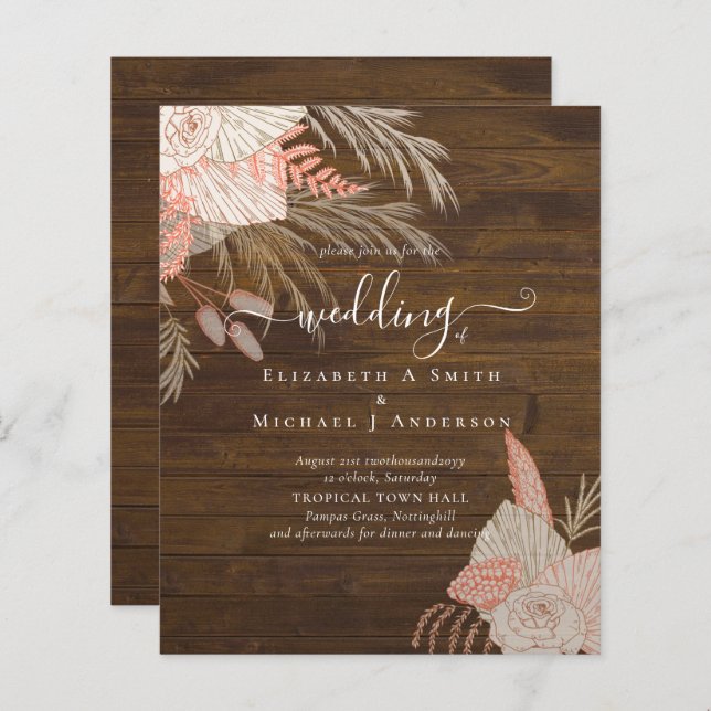 BUDGETEN Tropiskt Pampas Grass Terracotta Bröllop (Fram/baksida)