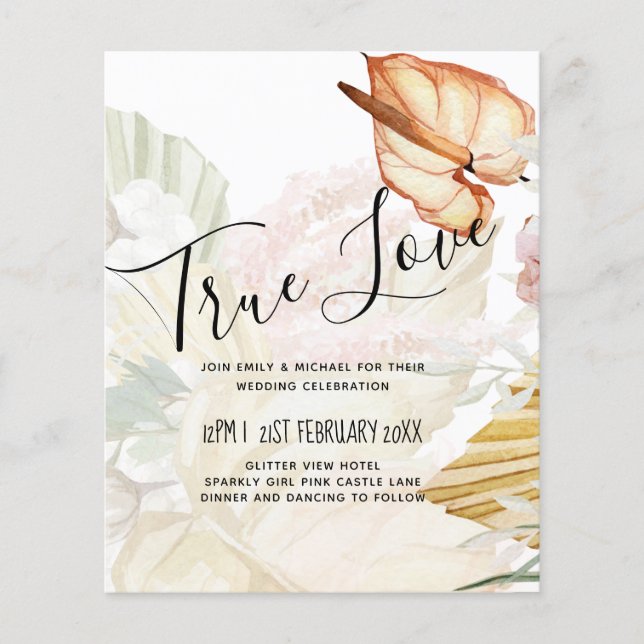 BUDGETEN Tropiskt Pampas Grass Terracotta Bröllop Flygblad (Framsidan)