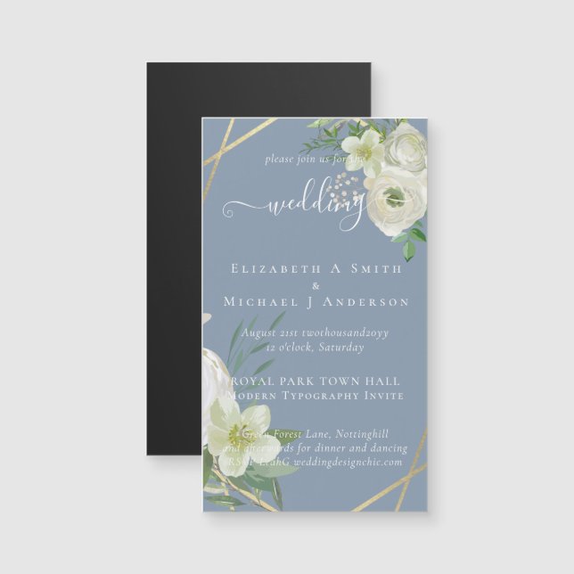 BUDGETEN Vit ros Greenery Guld Bröllop (Fram/baksida)