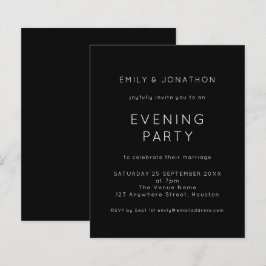 Budgeten Vita Svarta Bröllop i kväll Party Inbjuda