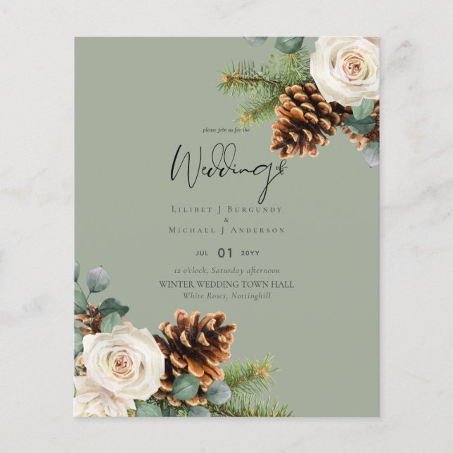 BUDGETEN Winter Wedlad Eucalyptus Greenery Ro Flygblad (Framsidan)