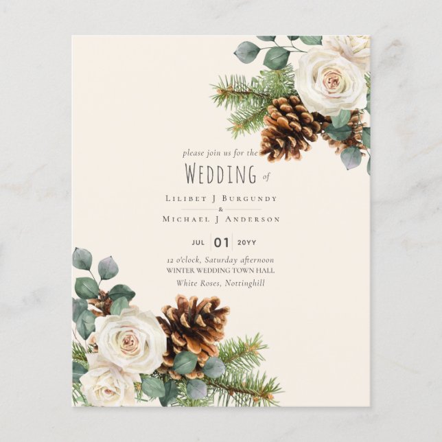 BUDGETEN Winter Wedlad Eucalyptus Greenery Ro Flygblad (Framsidan)