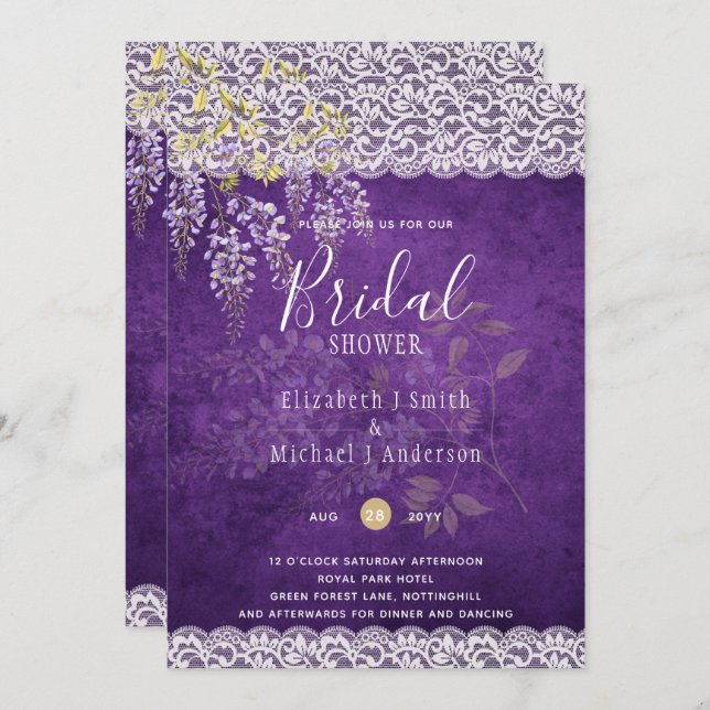 BUDGETEN Wisteria Blommigt Snöre MÖHIPPA INBJUDAN (Fram/baksida)