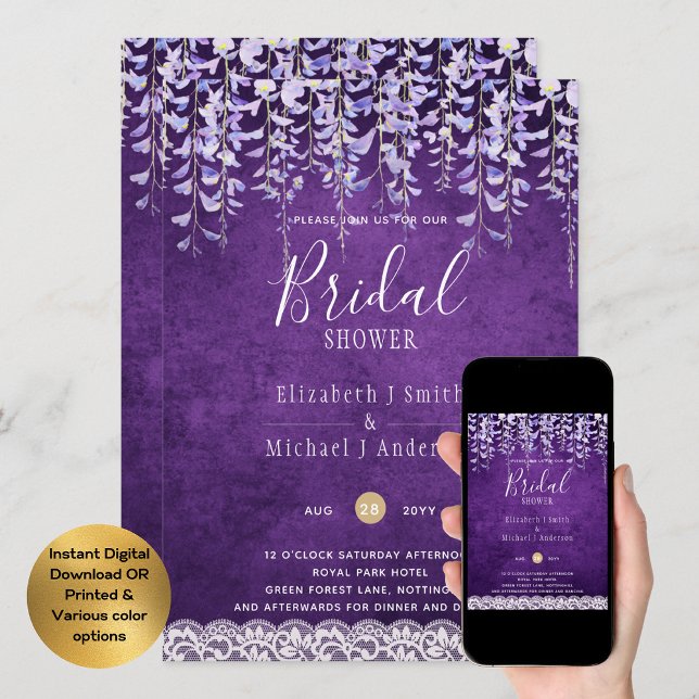 BUDGETEN Wisteria Blommigt Snöre MÖHIPPA INBJUDAN (Skapare uppladdad)