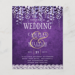 BUDGETEN Wisteria Lila Blommigt Snöre Wedding INVI Flygblad