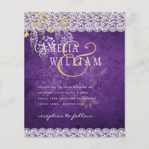 BUDGETEN Wisteria Lila Blommigt Snöre Wedding INVI Flygblad