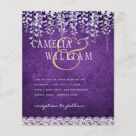 BUDGETEN Wisteria Lila Blommigt Snöre Wedding INVI Flygblad