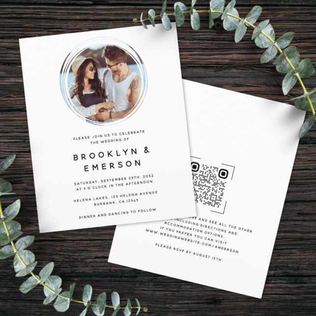 BUDGETENCircle Photo QR Code Wedding bjudande (Skapare uppladdad)