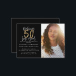 Budgetens 50:e bra-fotofödelsedagsinbjudan anteckningskort<br><div class="desc">budget Skapar 50-brans fotofödelsedagsinbjudan. Modern text monokrom och guld-effektdesign. En del av en samling.</div>