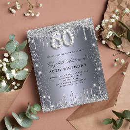 Budgetens 60-årsdag för inbjudan till silver glitt