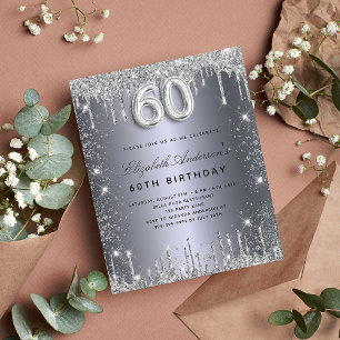 Budgetens 60-årsdag för inbjudan till silver glitt