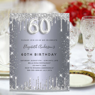 Budgetens 60-årsdag för inbjudan till silver glitt