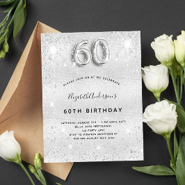 Budgetens 60-årsdag för inbjudan till silver glitt