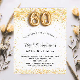 Budgetens 60-årsdag, inbjudan till guld glitter