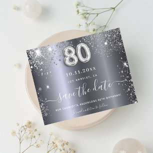 Budgetens 80-årsdag silver glitter sparar datumet