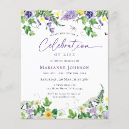 Budgetens Blommigt Firande i livets begravning Flygblad