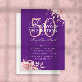 Budgetens Blommigt födelsedag Ro Guld och Lila Inb Anteckningskort