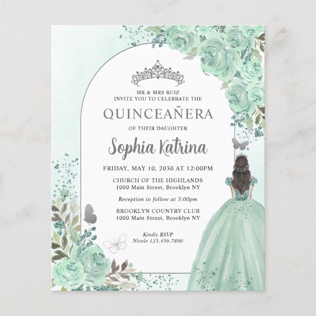 Budgetens Blommigt Grönt Silver Princess Quinceane (Framsida)