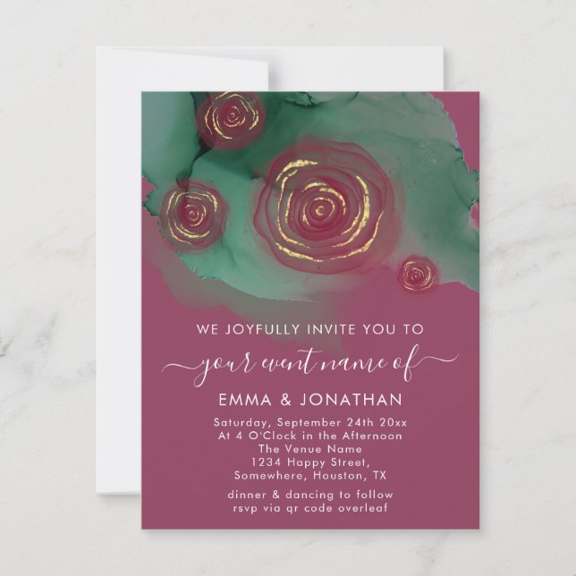 Budgetens Blommigt QR-kod Ro Guld Berry Rosa (Framsida)