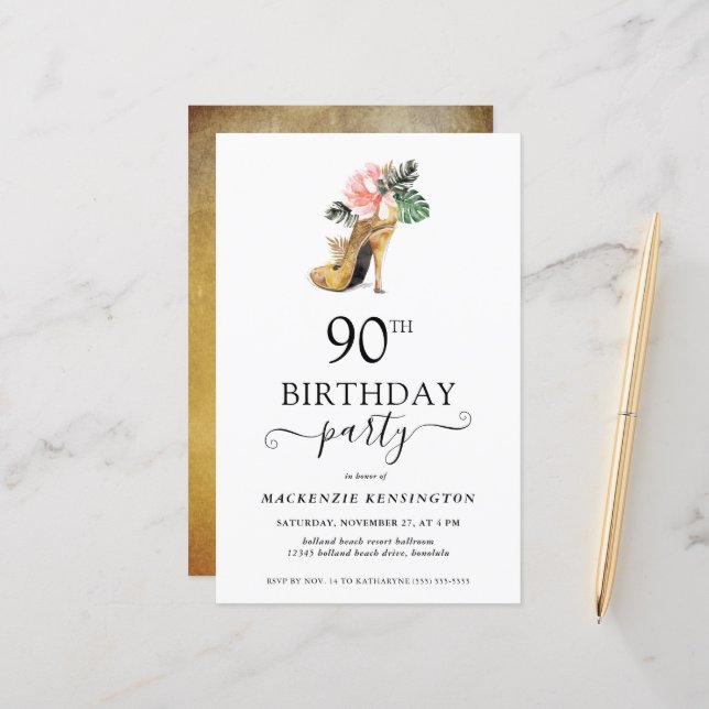 Budgetens Chic Blommigt Guld Högklackar 90:e födel (Fram/Back In Situ)