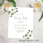 Budgetens elegant 21 år födelsedagsfest inbjudan flygblad<br><div class="desc">Rustik, modern, unik vattenfärg, eukalyptus greenery foliage tjugoförsta födelsedagsfestens BUDGET, prisvärd inbjudan FLYER. LÄS DEN HÄR FÖRE KÖP! Det här är ett budgetöverkomligt kort som är tryckt på en FLYER. Observera att BUDGET PAPPER ÄR THIN - Du kan uppgradera så att det här kortet är tryckt på cardstock ENVELOPES INTE...</div>
