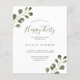 Budgetens elegant 30 år födelsedagsfest inbjudan