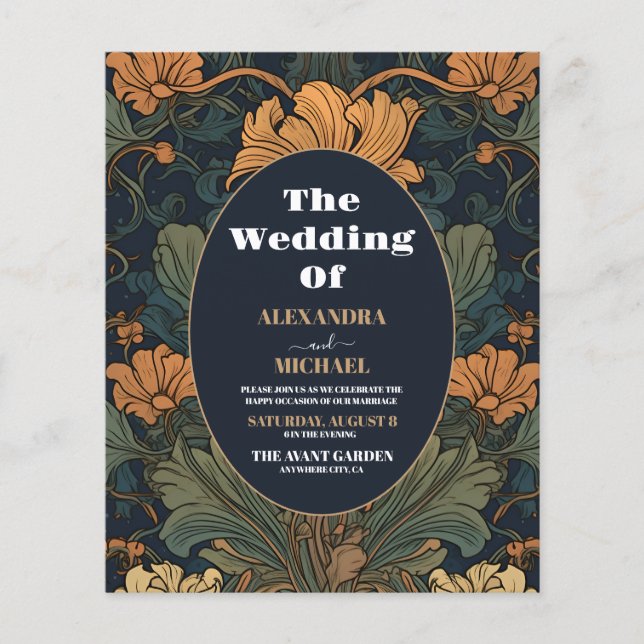 Budgetens Elegant Blommigt Art nouveau Bröllop (Framsida)