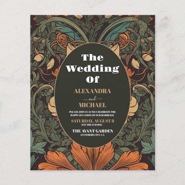 Budgetens Elegant Blommigt Art nouveau Bröllop (Framsida)