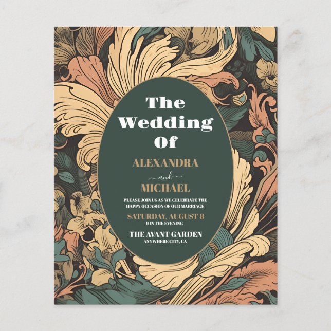 Budgetens Elegant Blommigt Art nouveau Bröllop (Framsida)