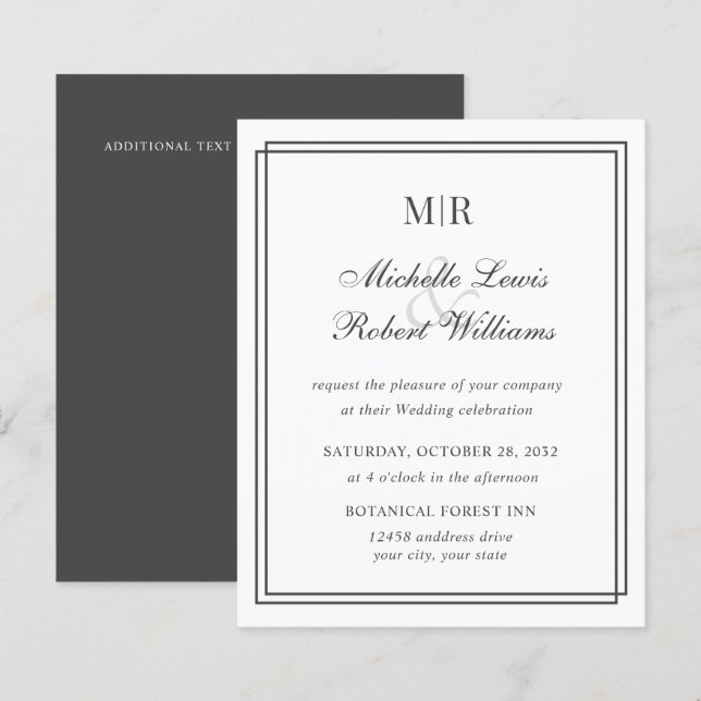 BUDGETENS Elegant Dubbla Gräns Monogram Bröllop (Fram/baksida)