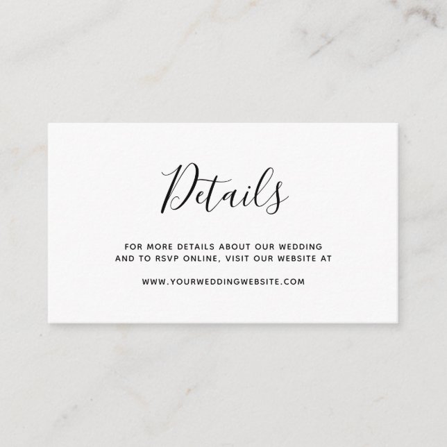 BUDGETENS ENKLA Elegant bröllop-detaljbilaga Anteckningskort (Framsida)