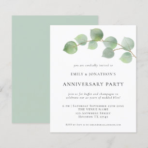 Budgetens eukalyptus Bröllop-årsdag Party Inbjudan
