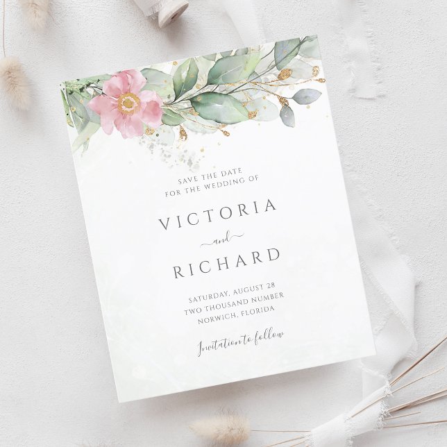 Budgetens eukalyptus Greenery Guld sparar datum (Skapare uppladdad)