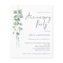 Budgetens eukalyptus-skript-årsdag Party Inbjudan