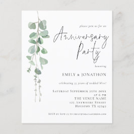 Budgetens eukalyptus-skript-årsdag Party Inbjudan