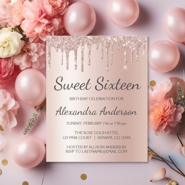 Budgetens födelsedag Ro Guld Glitter Sweet sixteen (Skapare uppladdad)