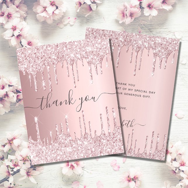BUDGETENS födelsedag  rosa glitter droppar tack va (Skapare uppladdad)